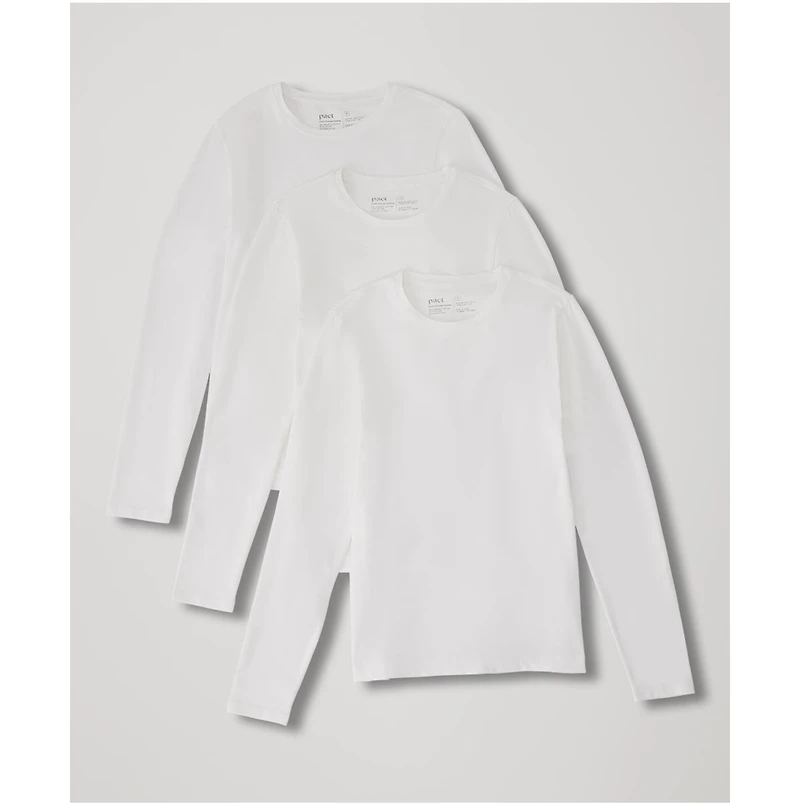 Organic Cotton Cool Stretch Long Sleeve Crew Undershirt 3-Pack