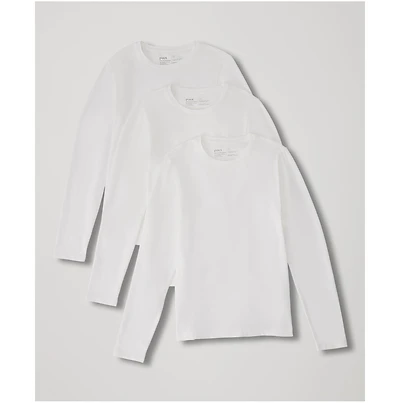 Organic Cotton Cool Stretch Long Sleeve Crew Undershirt 3-Pack