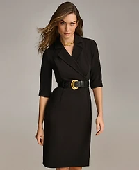 Donna Karan New York Women's Belted Knee-length V-neck Jacket Dress
