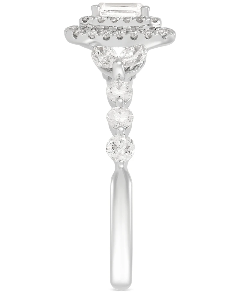 Diamond Emerald-Cut Double Halo Engagement Ring (1-1/2 ct. t.w.) in 14k White Gold