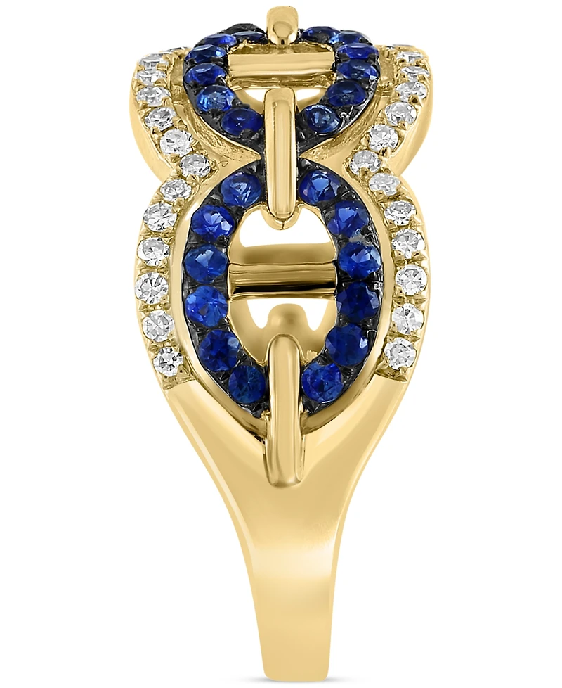 Effy Sapphire (3/8 ct. t.w.) & Diamond (1/4 ct. t.w.) Openwork Statement Ring in 14k Gold