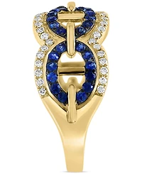 Effy Sapphire (3/8 ct. t.w.) & Diamond (1/4 ct. t.w.) Openwork Statement Ring in 14k Gold