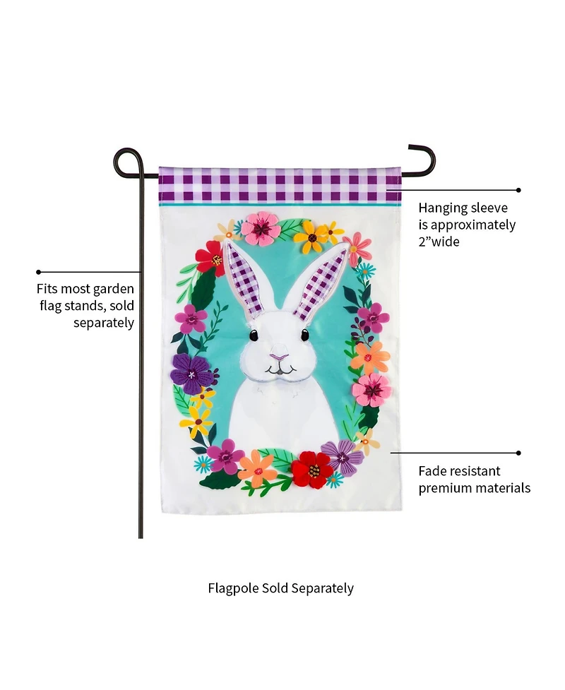 Evergreen Gingham Bunny Garden Applique Flag 12.5 x 18 Inches Indoor Outdoor Decor