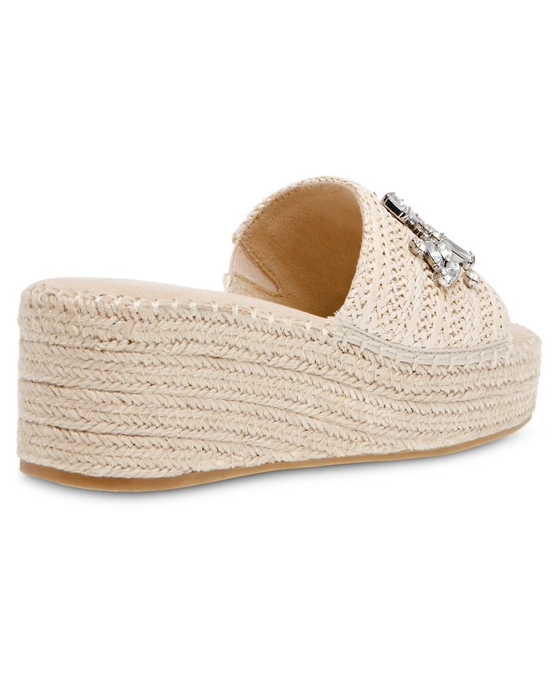 Anne Klein Women's Crystal Espadrille Wedge Sandals