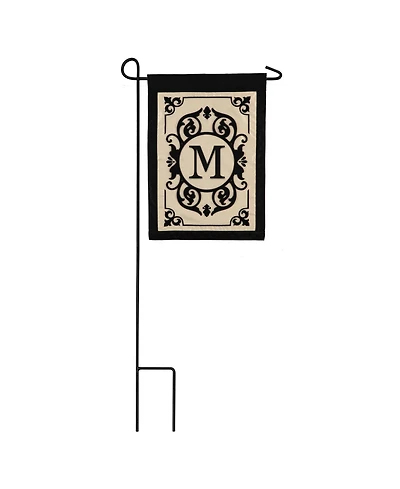 Evergreen Flag Cambridge Chic Letter M Monogram Applique Garden Flag - 12.5" Wide x 18" High