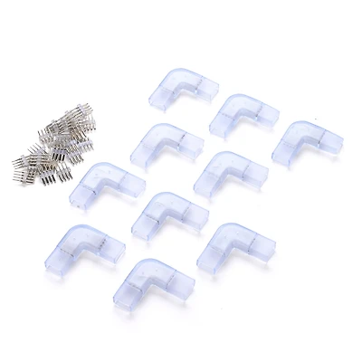 DELight 10pcs L Shape Pin Connectors Accessories with Pin 7x14mm Rgb Neon Rope Lightht