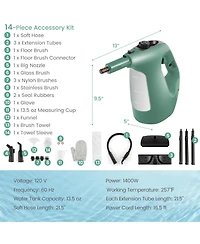 1400W Handheld Steam Cleaner with 14-Piece Accessory Kit and Child Lock