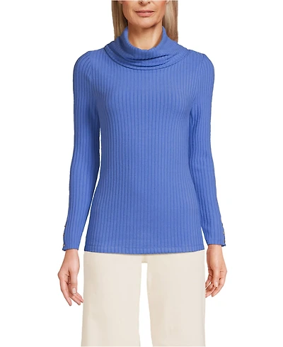 Lands' End Women's Long Sleeve Wide Rib Cowl Neck Tee