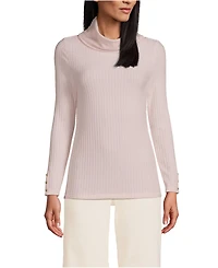 Lands' End Women's Long Sleeve Wide Rib Cowl Neck Tee