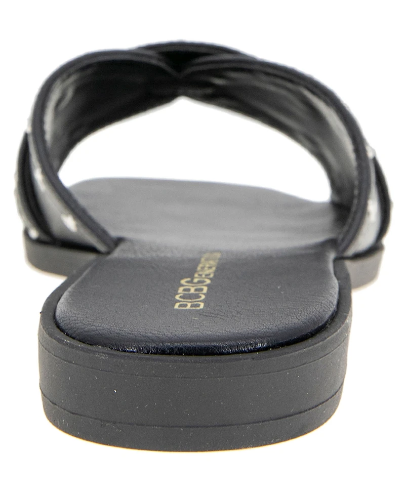BCBGeneration Women's Lucca Studded Slide Flat Sandals