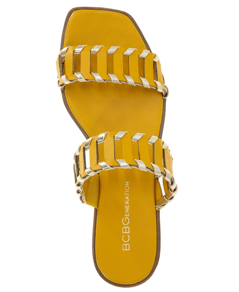 BCBGeneration Women's Lemah Woven Double Band Slide Flat Sandals