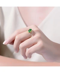 Sterling Silver 14K Gold Plated and Double Cubic Zirconia Bypass Engagement Ring