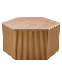 Ink+Ivy Honey 29.5" Solid Wood Frame Fluted Hexagon Coffee Table