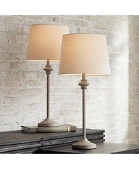 360 Lighting Lynn Country Cottage Buffet Table Lamps 26 3/4" High Set of 2 Beige Wood Oatmeal Drum Shade for Bedroom Living Room Bedside Nightsta