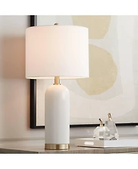 360 Lighting 26" High Mid Century Modern Coastal Table Lamp White Gold Ceramic Metal Single Living Room Bedroom Bedside Nightstand