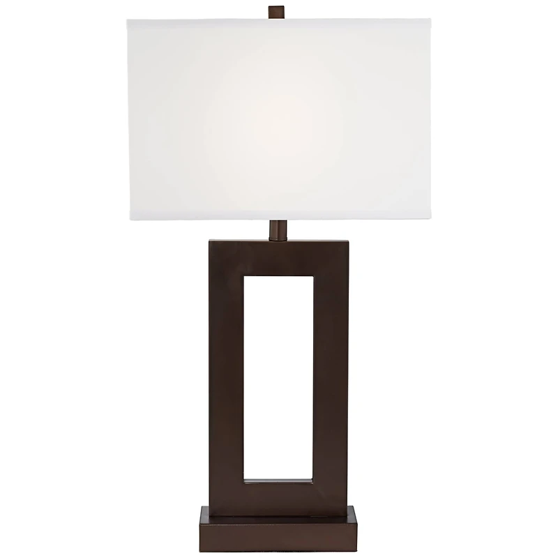 360 Lighting Marshall Modern Industrial Table Lamp 30 1/2" Tall Bronze Metal White Rectangular Shade for Bedroom Living Room Bedside Nightstand O