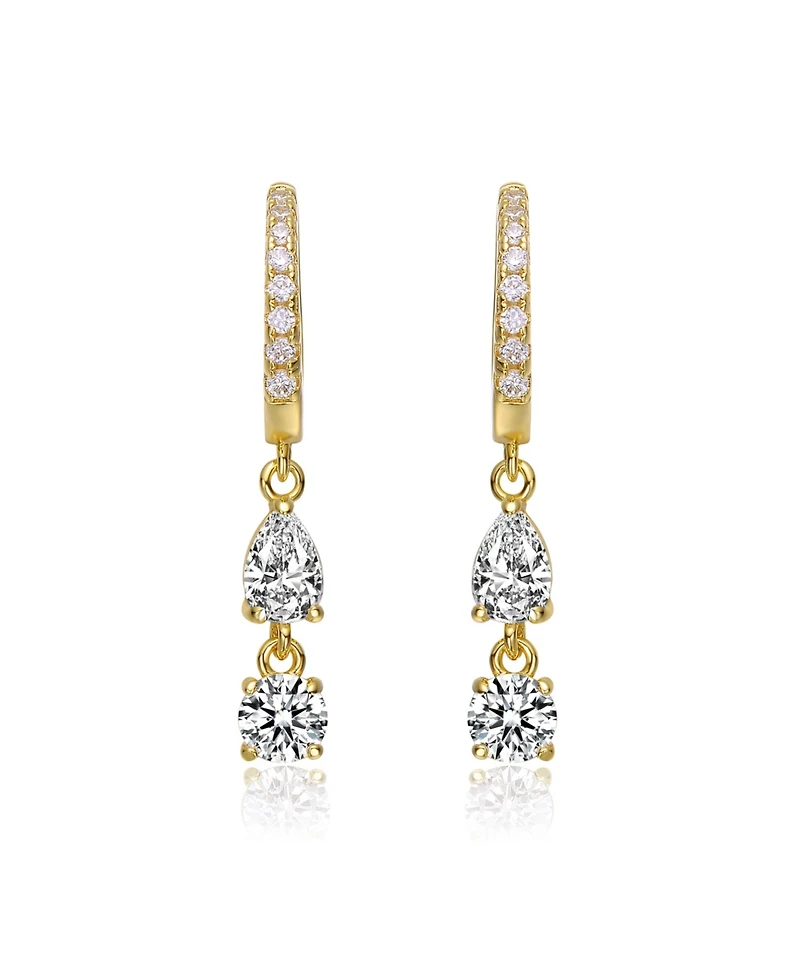 Elegant Two-Stone Dangle Huggie Earrings