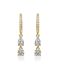 Elegant Two-Stone Dangle Huggie Earrings