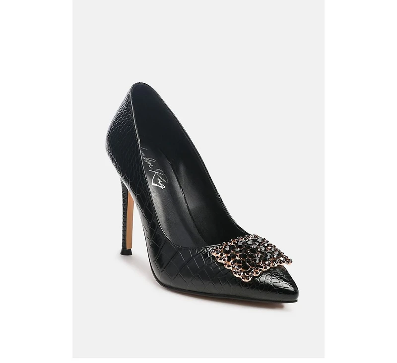 Women Cirrus Diamante Embellished Brooch Pumps