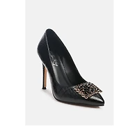 Women Cirrus Diamante Embellished Brooch Pumps