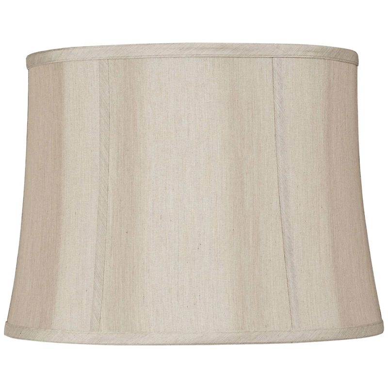 Springcrest Taupe Medium Softback Round Lamp Shade 14" Top x 16" Bottom x 12" High (Spider) Replacement with Harp and Finial