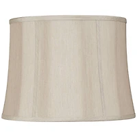 Springcrest Taupe Medium Softback Round Lamp Shade 14" Top x 16" Bottom x 12" High (Spider) Replacement with Harp and Finial