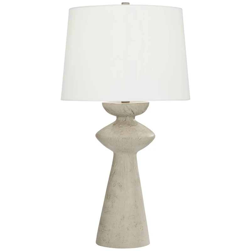 Possini Euro Design Claire 30" Tall Large Mid Century Modern Farmhouse Rustic End Table Lamp White Beige Living Room Bedside