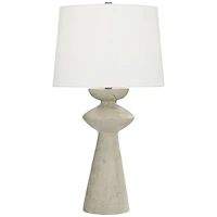 Possini Euro Design Claire 30" Tall Large Mid Century Modern Farmhouse Rustic End Table Lamp White Beige Living Room Bedside