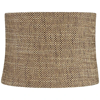 Springcrest Dortmund Charcoal Medium Drum Lamp Shade 13" Top x 14" Bottom x 10" High (Spider) Replacement with Harp and Finial
