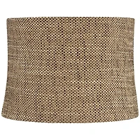 Springcrest Dortmund Charcoal Medium Drum Lamp Shade 13" Top x 14" Bottom x 10" High (Spider) Replacement with Harp and Finial