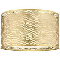 Gold Finish Laser Cut Metal Large Drum Lamp Shade 17" Top x 17" Bottom x 10" High (Spider) Replacement - Spring crest