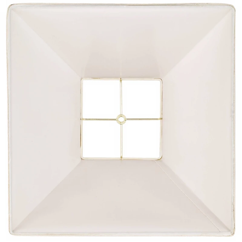 Springcrest Beige Linen Large Square Lamp Shade 7" Top x 17" Bottom x 13" Slant x 12" High (Spider) Replacement with Harp and Fini