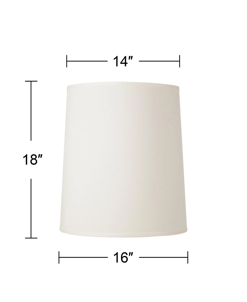 Springcrest Large Drum Lamp Shade Off-White Fabric 14" Top x 16" Bottom x 18" High Spider with Replacement Harp and Finial Fitting