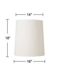 Springcrest Large Drum Lamp Shade Off-White Fabric 14" Top x 16" Bottom x 18" High Spider with Replacement Harp and Finial Fitting