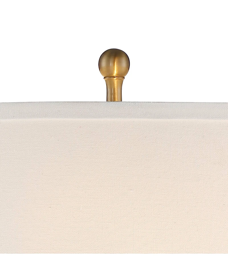 Vienna Full Spectrum Rolland Traditional Table Lamp 30" Tall Crystal Brass Column Off White Tapered Drum Shade for Bedroom Living Room Bedside Of
