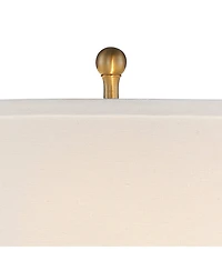 Vienna Full Spectrum Rolland Traditional Table Lamp 30" Tall Crystal Brass Column Off White Tapered Drum Shade for Bedroom Living Room Bedside Of