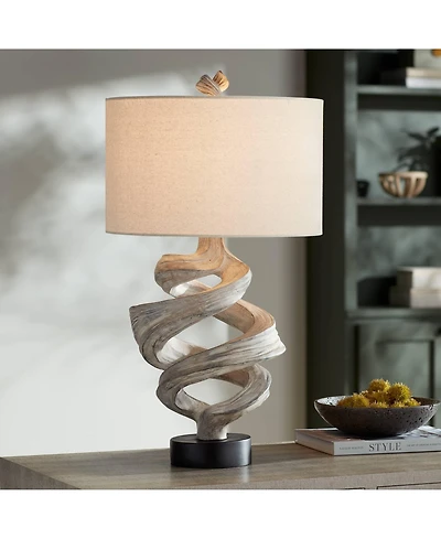 Possini Euro Design Organic Twist 29 1/4" Tall Rustic Modern End Table Lamp Brown Wood Finish Single Living Room Bedroom Bedside