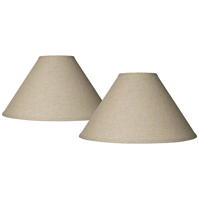 Springcrest Set of 2 Lamp Shades Fine Burlap Beige Large 6" Top x 19" Bottom x 12" High Spider Replacement Harp and Finial Fitting