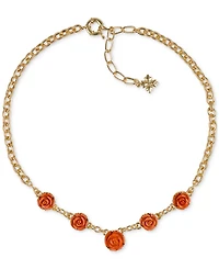 Patricia Nash Gold-Tone Carved Rose Statement Necklace, 17" + 3" extender