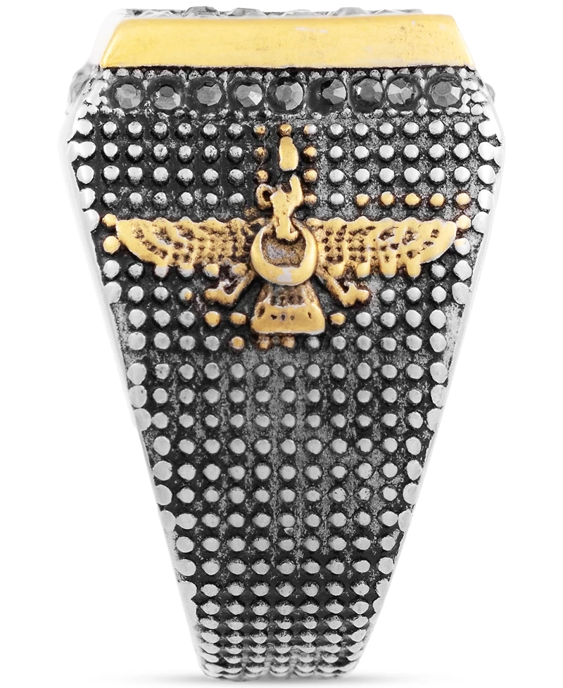 Legacy for Men by Simone I. Smith Men's Black Crystal Square Cluster Ring Stainless Steel & Gold-Tone Ion-Plate