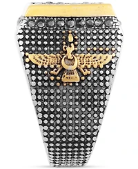 Legacy for Men by Simone I. Smith Men's Black Crystal Square Cluster Ring Stainless Steel & Gold-Tone Ion-Plate