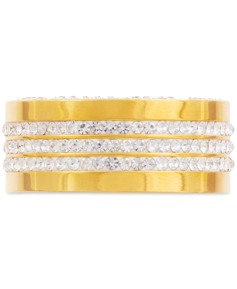 Legacy for Men by Simone I. Smith Men's Crystal Wide Band Gold-Tone Ion-Plated Stainless Steel