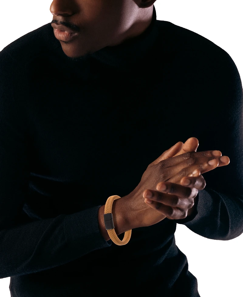 Legacy for Men by Simone I. Smith Men's Braided Fiber Bracelet in Black Ion-Plated Stainless Steel