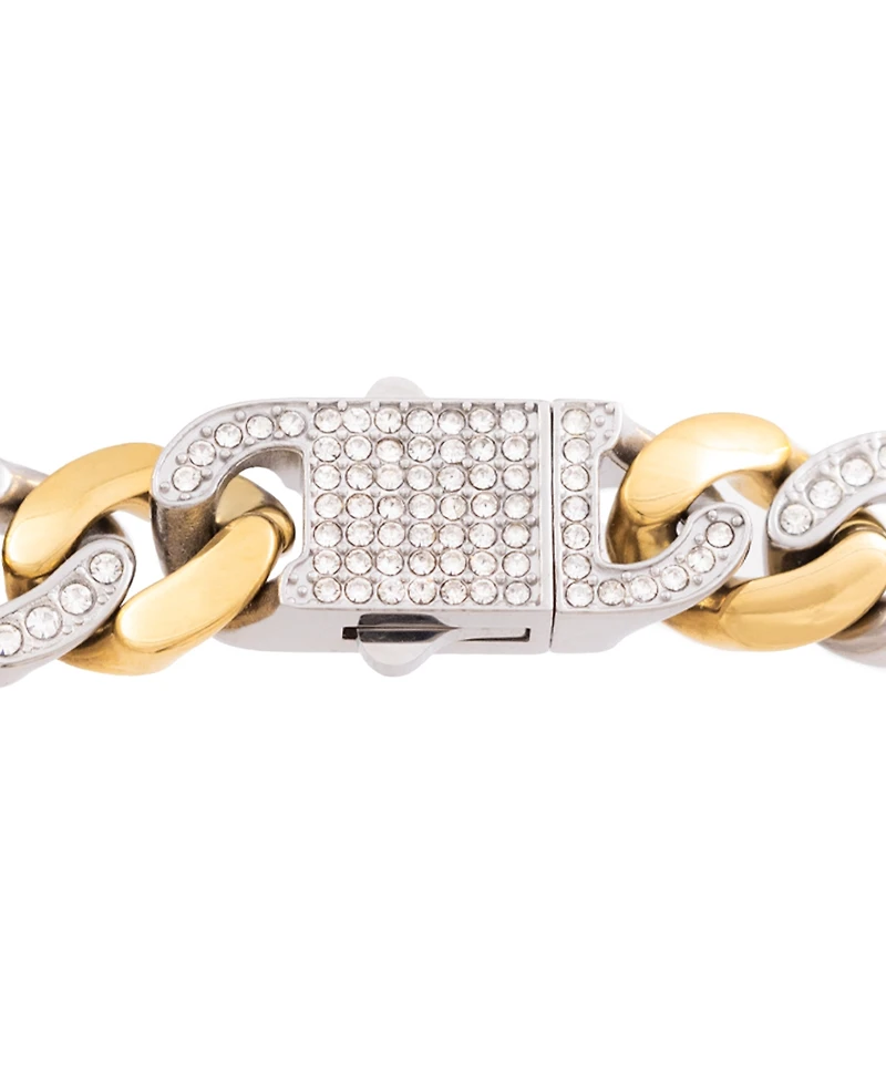 Legacy for Men By Simone I. Smith Men's Crystal Curb Link Bracelet Stainless Steel & Gold-Tone Ion-Plate