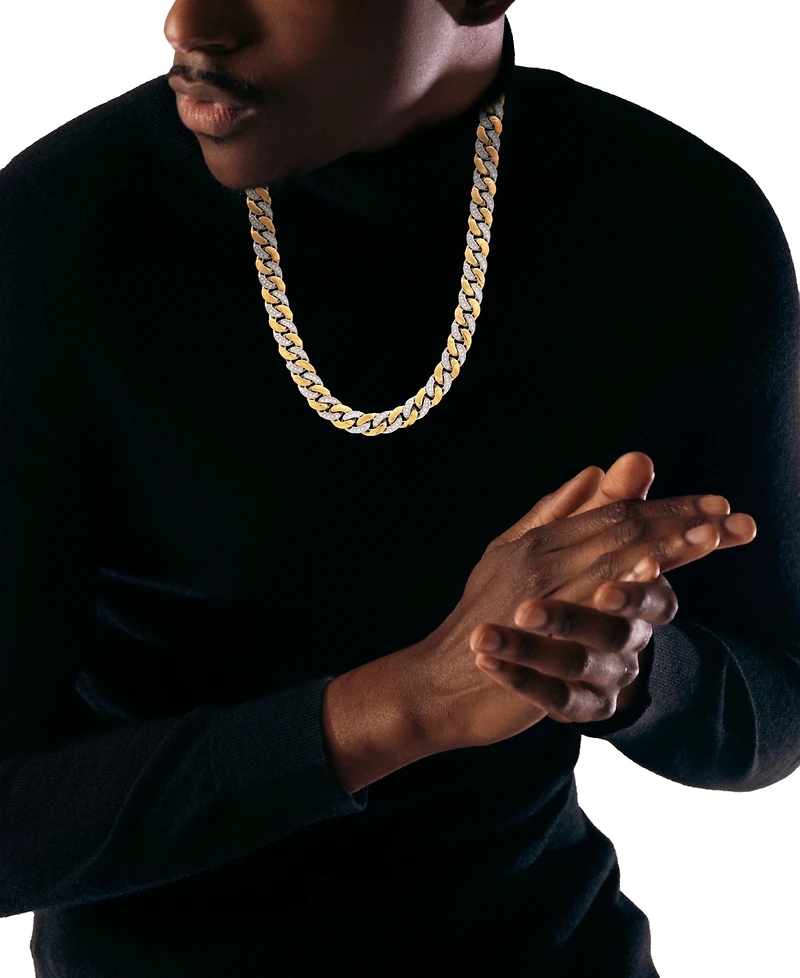 Legacy for Men By Simone I. Smith Men's Crystal Curb Link 24" Chain Necklace Stainless Steel & Gold-Tone Ion-Plate