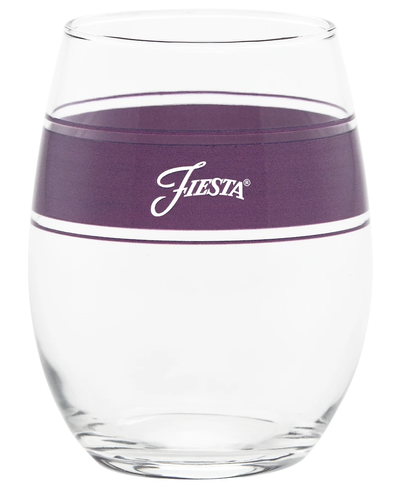 Fiesta Coastal Frame 15 Ounce Stemless Wine Glass, Set of 4