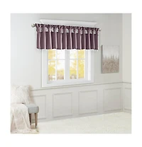Madison Park Emilia Lightweight Faux Silk Valance With Beads, 26 inch valances for windows, Width 50 length 26 inches, Purple curtain with valance