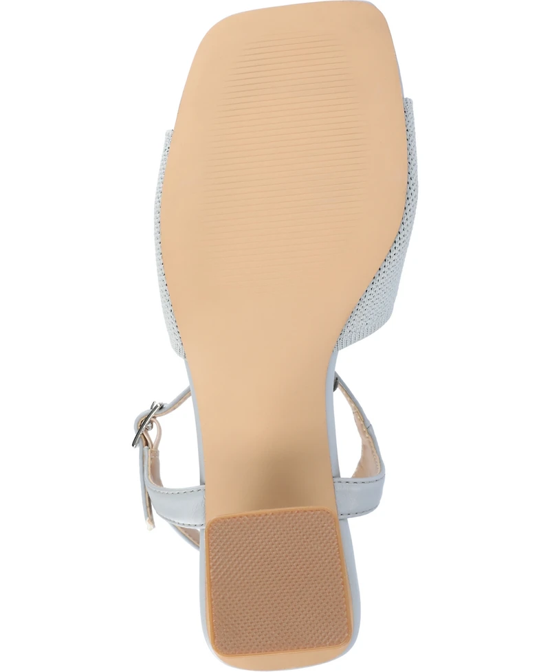 Journee Collection Women's Evylinn Knit Block Heel Dress Sandals