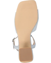Journee Collection Women's Evylinn Knit Block Heel Dress Sandals