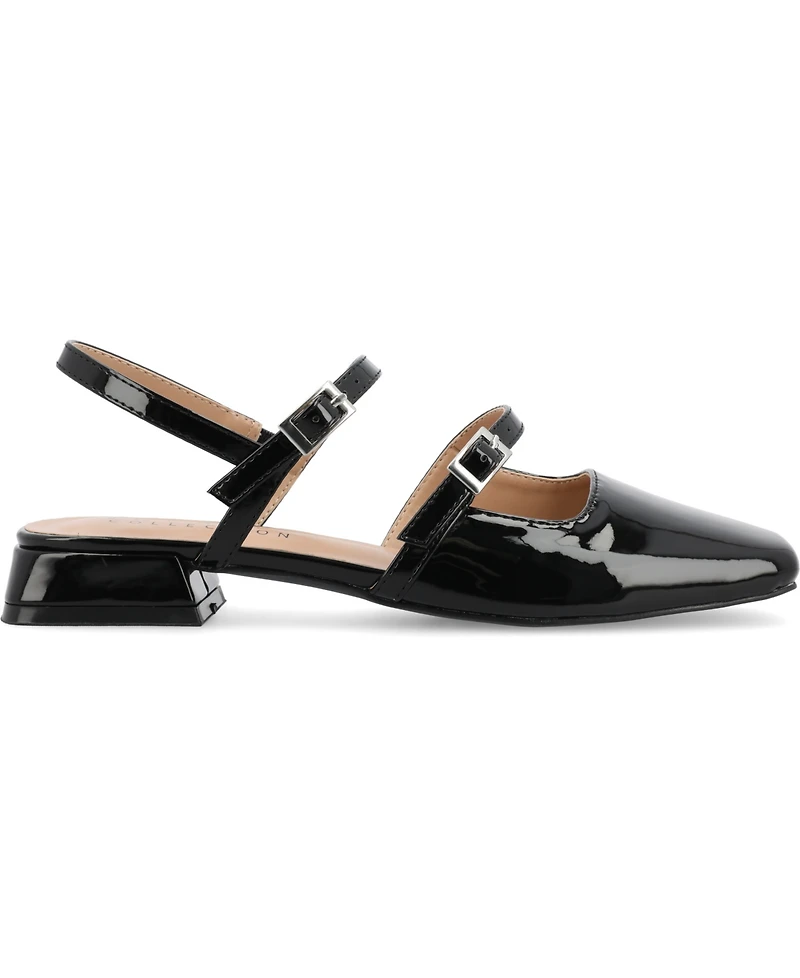 Journee Collection Women's Gretchenn Multi Strap Square Toe Mary Jane Flats